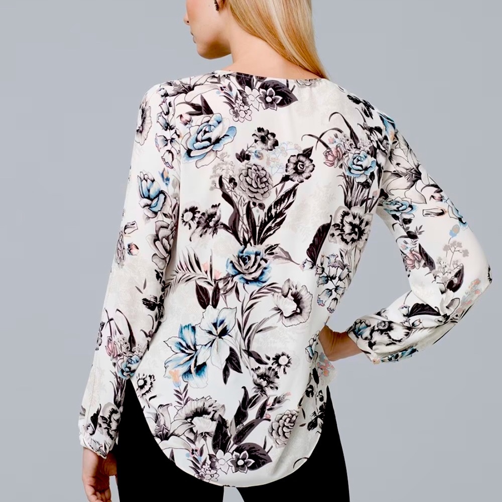 💥EUC💥 White House Black Market Floral Print Blouse - Size 4 - Picture 4 of 16